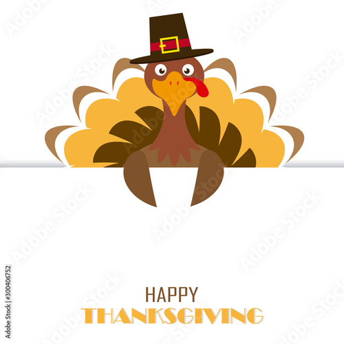 Thanksgiving Greeting Card. Turkey with frame for text