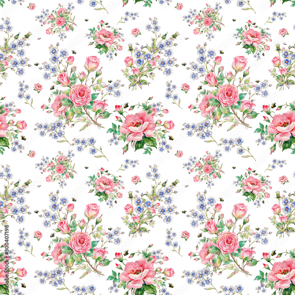 Seamless floral pattern of roses, wildflowers and bumblebees NQ.jpg