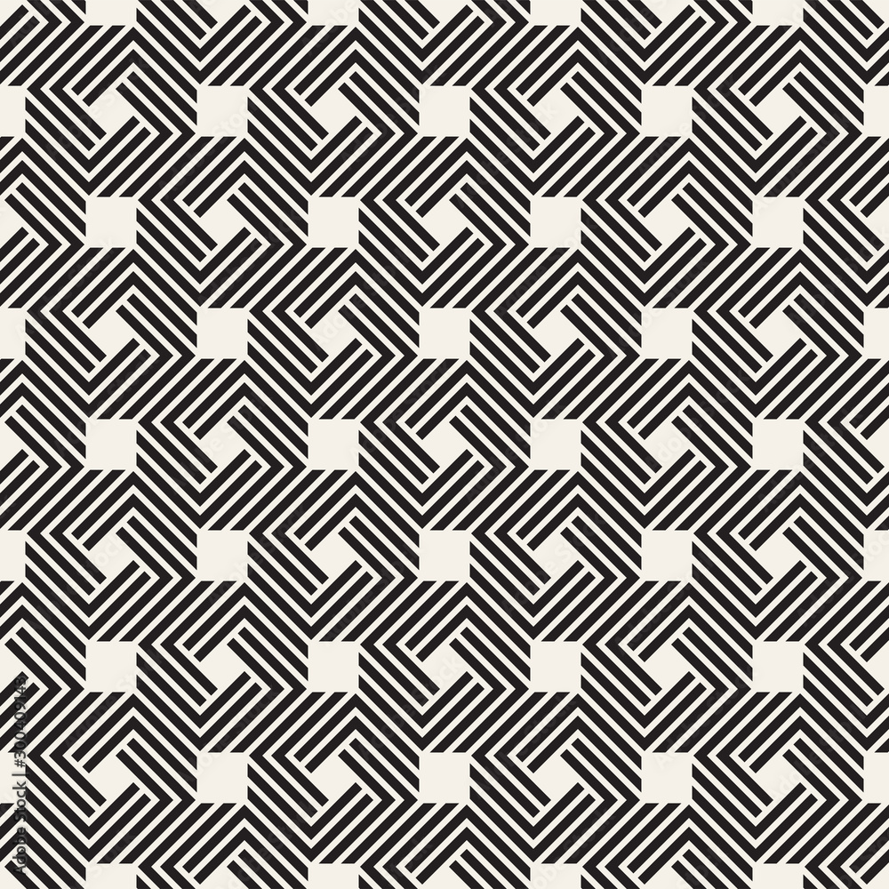 Vector seamless stylish pattern. Geometric striped ornament. Linear weave lattice background. Vector seamless stylish pattern. Geometric striped ornament. Linear weave lattice background.