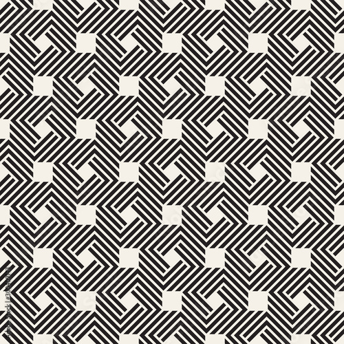 Vector seamless stylish pattern. Geometric striped ornament. Linear weave lattice background.