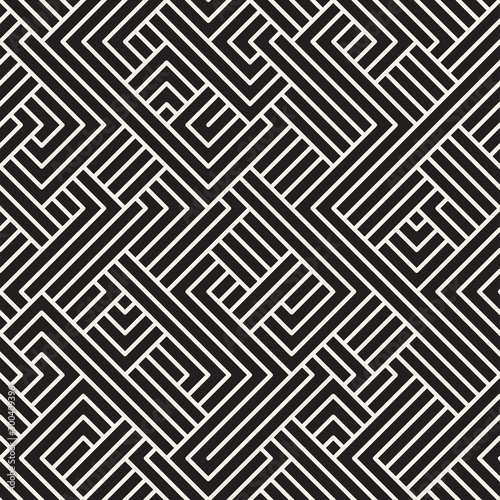 Vector seamless geometric pattern. Irregular rectangle linear grid. Chaotic maze lines texture.
