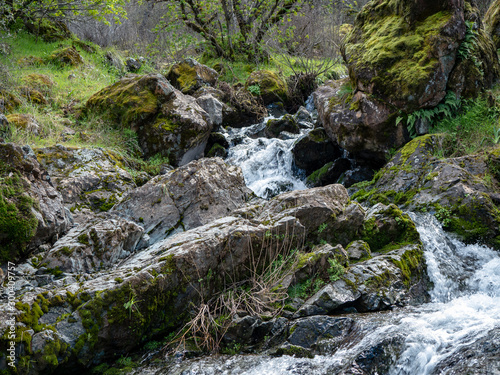 Stream cascading down rocks sierra foothills california