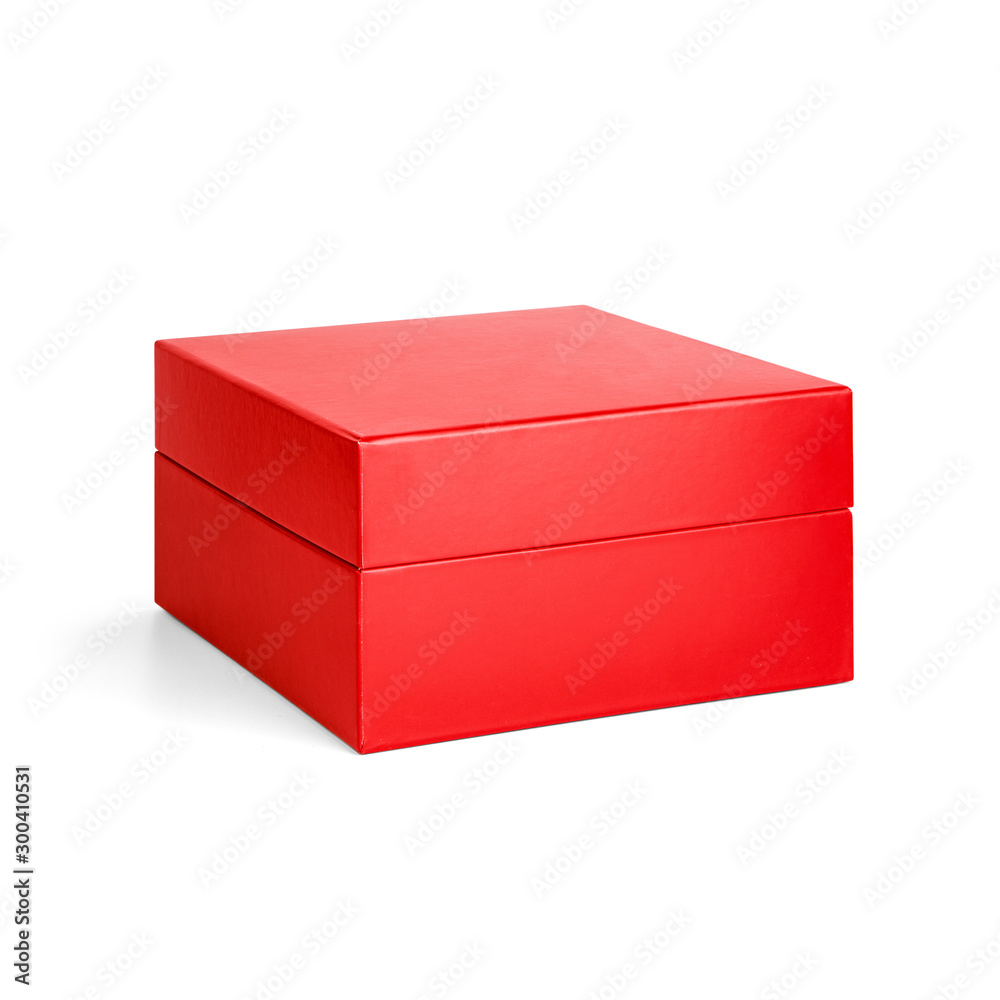 Blank Red cardboard paper box with lid isolated on white background. Packaging template mockup collection. Stand-up Half side view package. Blank Red cardboard paper box with lid isolated on white background. Packaging template mockup collection. Stand-up Half side view package.