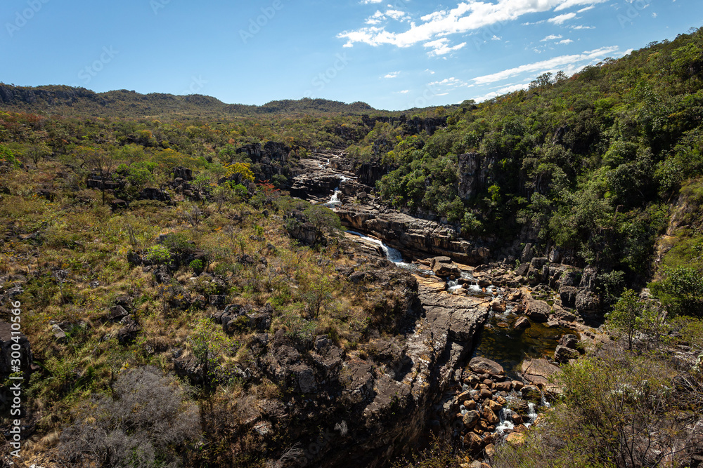 waterfall in forest chapada dos veadeiros waterfall in forest chapada dos veadeiros