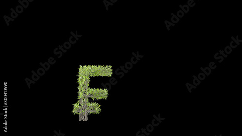 Growing Tree in a shape of a franc sign. 3D rendering.