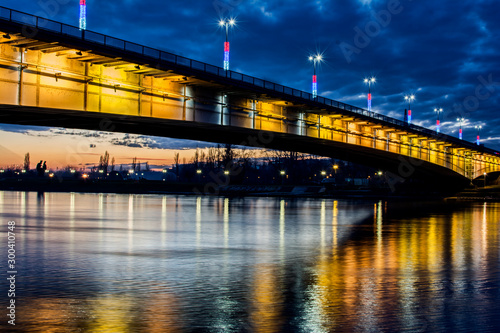 Bridge called Brankov Most in Belgrade, Serbia at sunset © barbedur