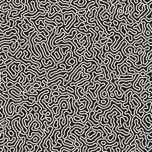 Vector seamless trendy pattern. Monochrome organic shapes texture. Abstract rounded messy lines stylish background.