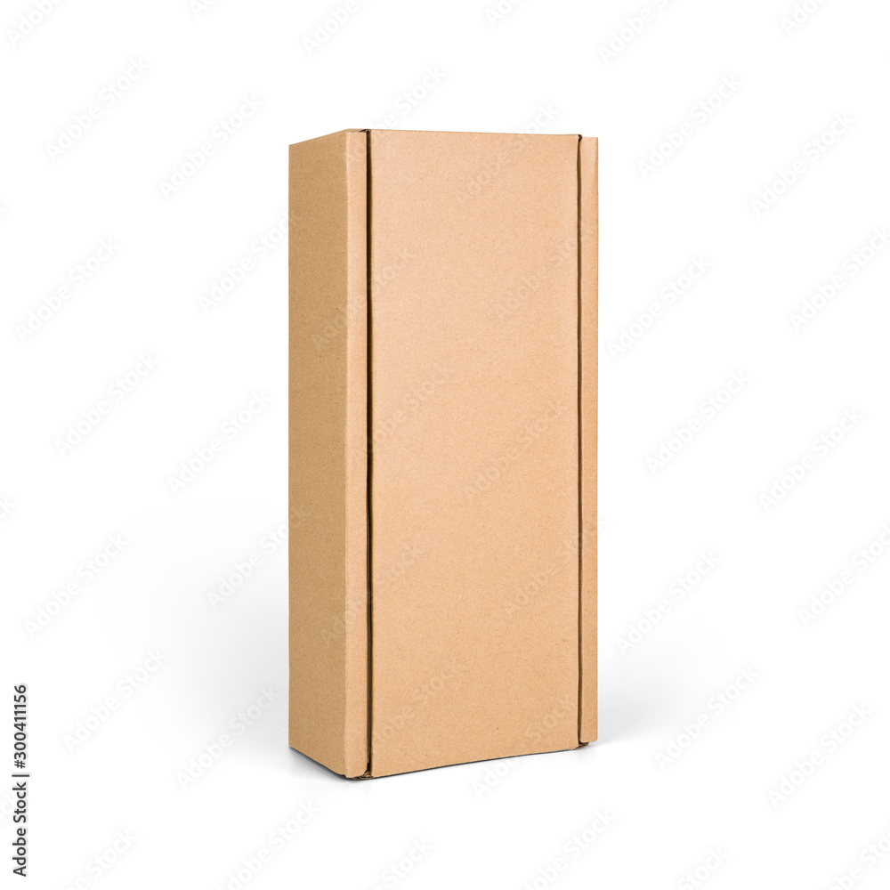 Tall cardboard paper box isolated on white background. Packaging template mockup collection. Stand-up Half Side view package Tall cardboard paper box isolated on white background. Packaging template mockup collection. Stand-up Half Side view package