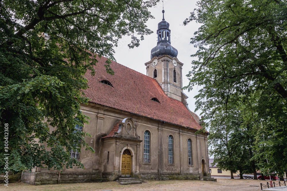 Old Evangelical church from the beginning of XX century in Obrzycko town, Poland