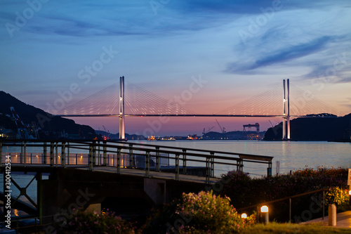 View of Megami Ohashi bridge from Nagasaki Seaside Park