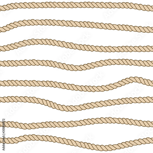 Vector endless nautical rope pattern, hand drawn