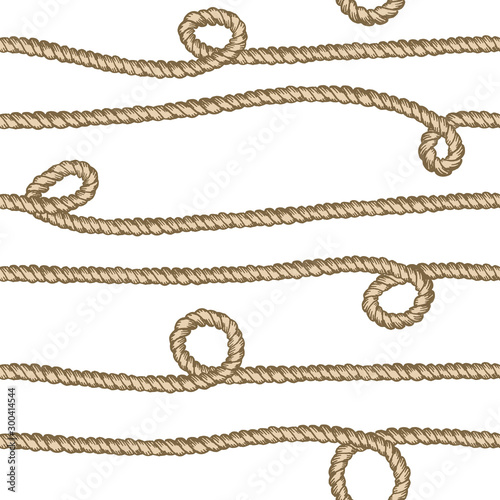 Vector endless nautical rope pattern, hand drawn