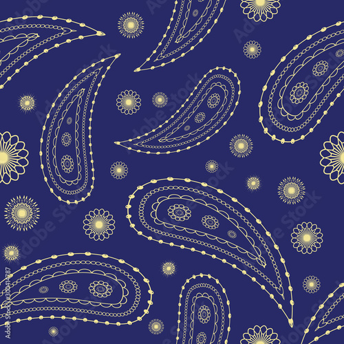 Seamless classic paisley pattern decorative ornate repeat endless background
