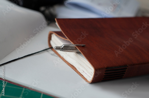 Vintage style leather sketchbook or journal