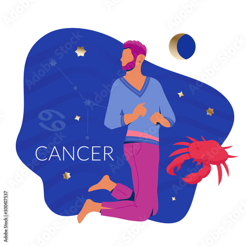 Cancer Man Zodiac Illustration