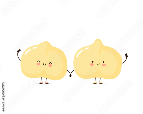 Cute happy chickpea friends. Isolated on white 
