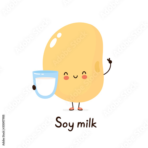 Cute happy smiling plant based soy milk