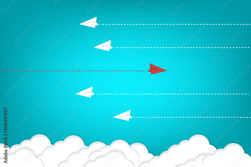 Different Approach - Different Direction. Group of paper airplane in one direction and with one individual pointing in the different way, can be used leadership/individuality/innovation concepts. Different Approach - Different Direction. Group of paper airplane in one direction and with one individual pointing in the different way, can be used leadership/individuality/innovation concepts.