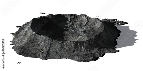 Cuadro en lienzo crater on the surface of the Moon, terrain model isolated with shadow on white b