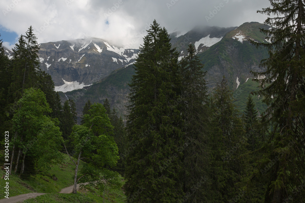 Obraz premium Panorama mit Schlechtwetterfront bei Oberstdorf