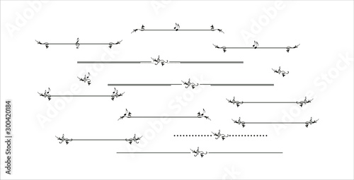Decorative elegant delimiter line with music elements