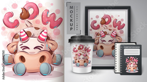 Teddy cow poster and merchandising