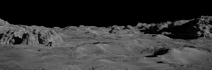 Leinwandbilder Schwarz Moon surface, lunar landscape  © dottedyeti