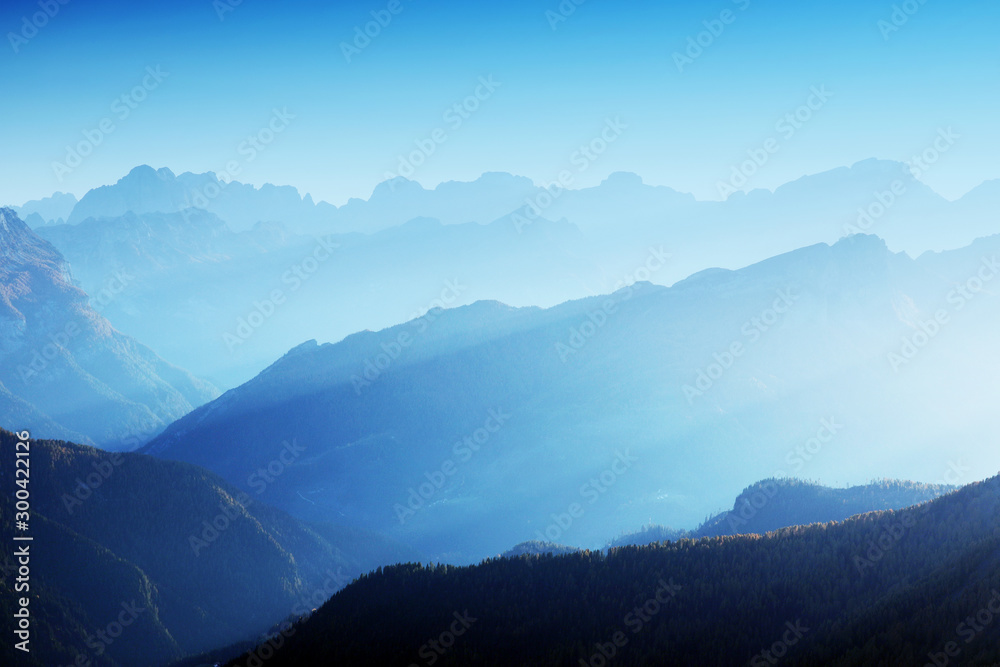 Autumn evening landscape of Passo Giau, Dolomites, Italy, Europe