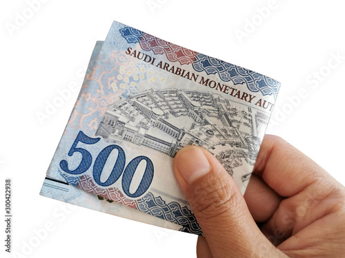 500 Saudi Riyal Banknote In Hand Isolated On White Background Stock Photo Adobe Stock