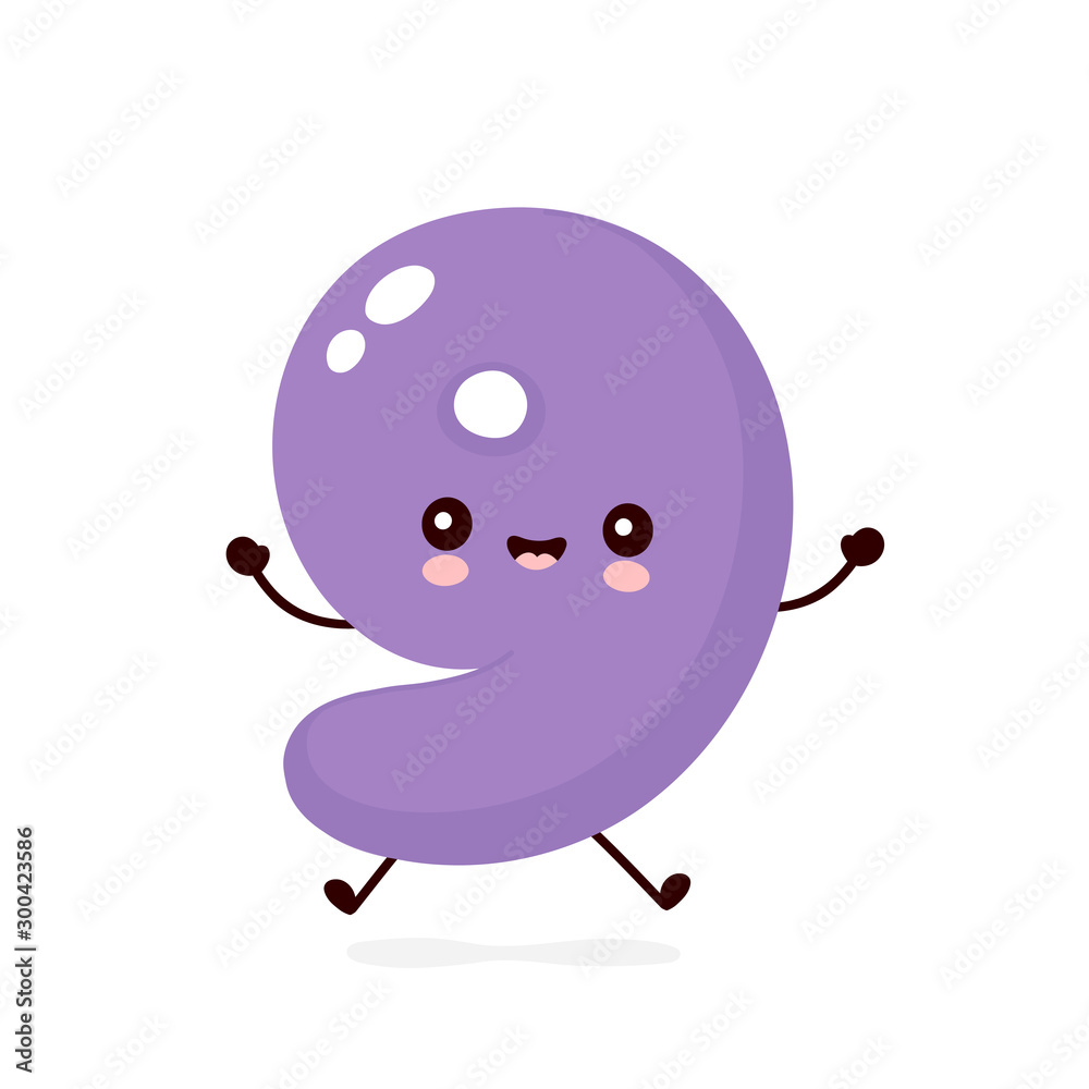 Obraz premium Cute smiling happy number 9. Vector