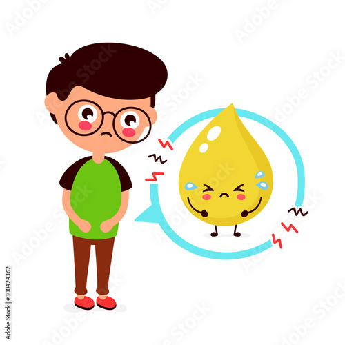 Sad sick young man with urine problem