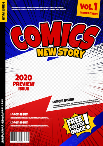 comic book page template design. Magazine cover 