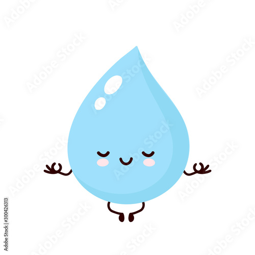Cute smiling happy water drop meditate 