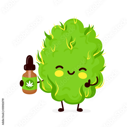 Cute funny smiling happy marijuana weed bud 
