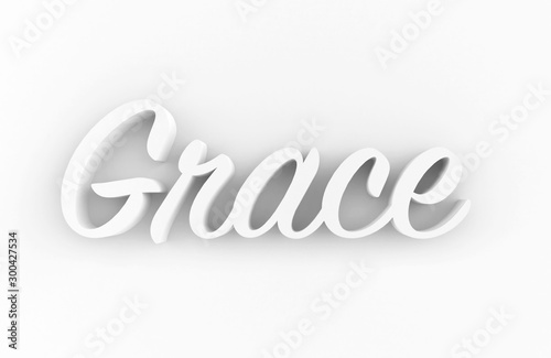 Grace 3D generated text isolated on white background
