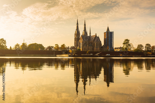 Beautiful sunset at Land van Cuijk  small village at the Meuse river  the Netherlands