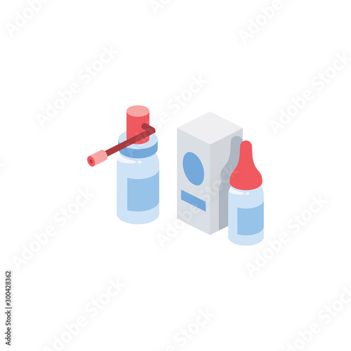 Drops, runny nose, cold, flu. Vector 3d isometric, color web icon, new flat style. Creative illustration design, idea for infographics.