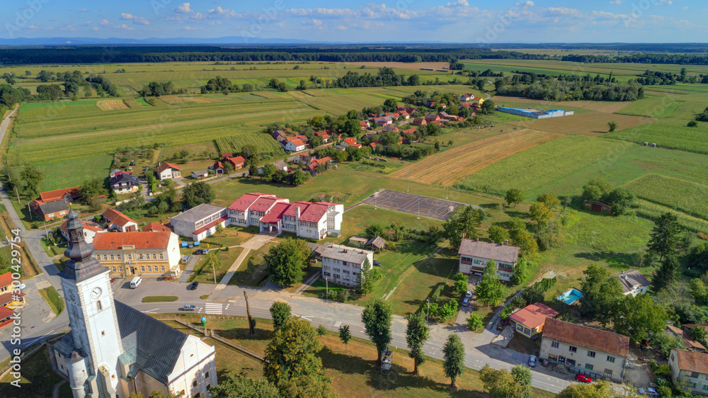 Village Nova Rača from above (Municipality of Nova Rača, Bjelovar Bilogora County, Croatia)