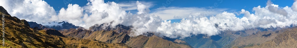 Andes mountains, Mount Salkantay in the middle of clouds Andes mountains, Mount Salkantay in the middle of clouds