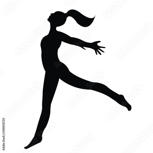 Tela Silhouette vectorielle de femme danseuse envol