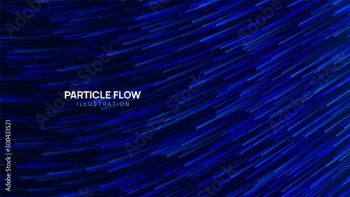 Dark blue particle flow, abstract vector background.