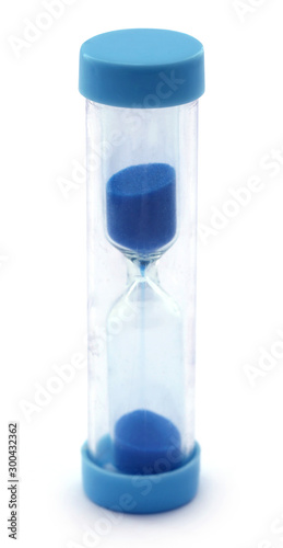 Hourglass over white background