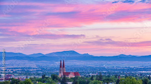 Beautiful sunrise lookin over the Helena Valley and the Catherdral photo