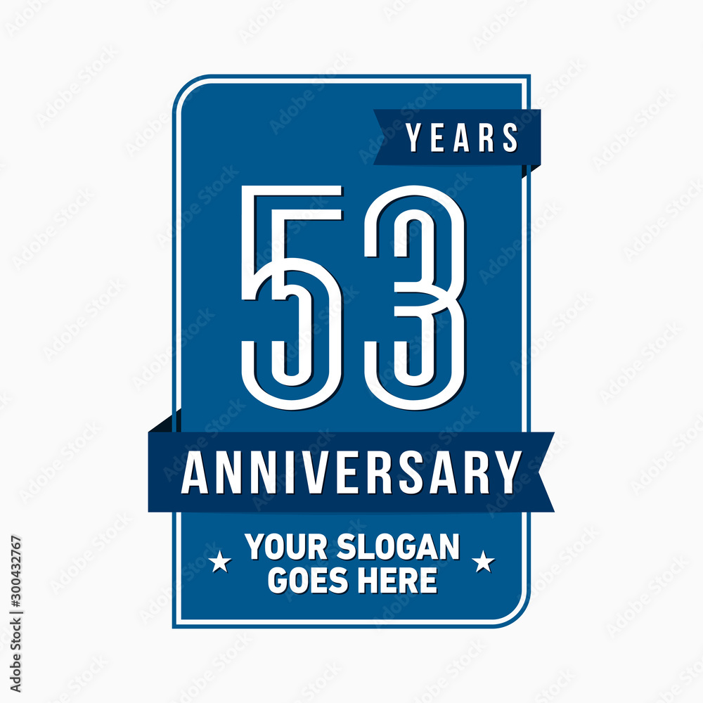 53 years anniversary design template. Fifty-three years celebration logo. Vector and illustration.