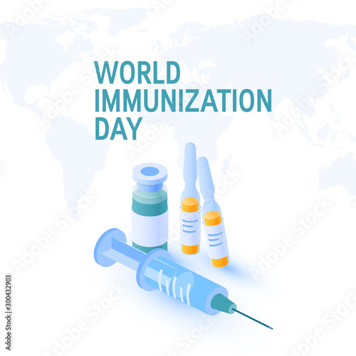World immunization day concept, vector flat style