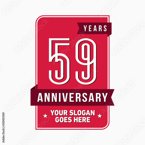 59 years anniversary design template. Fifty-nine years celebration logo. Vector and illustration.