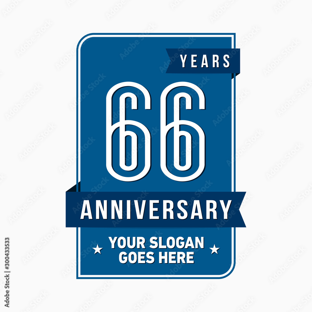 66 years anniversary design template. Sixty-six years celebration logo. Vector and illustration.