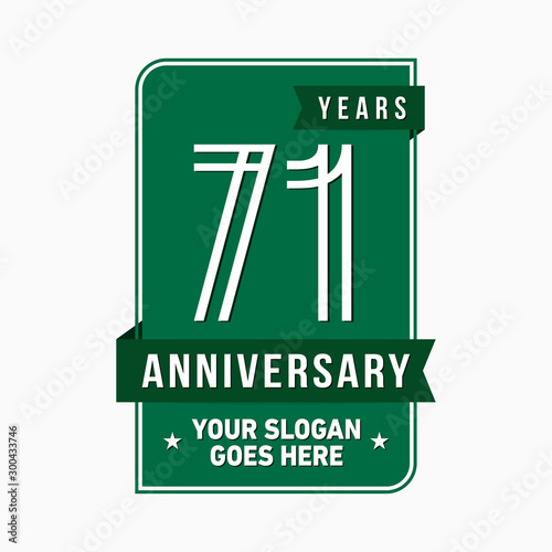 71 years anniversary design template. Seventy-one years celebration logo. Vector and illustration.