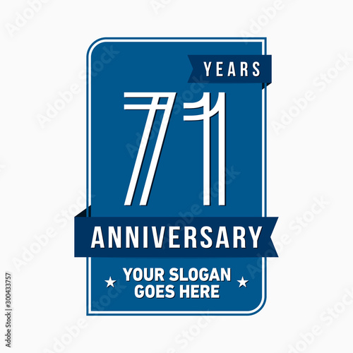 71 years anniversary design template. Seventy-one years celebration logo. Vector and illustration.