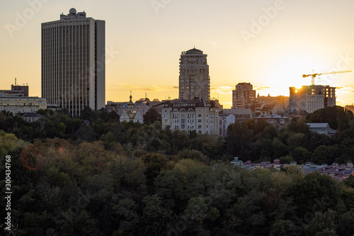 Kyiv city Urban Sunset Landscape view. Podil